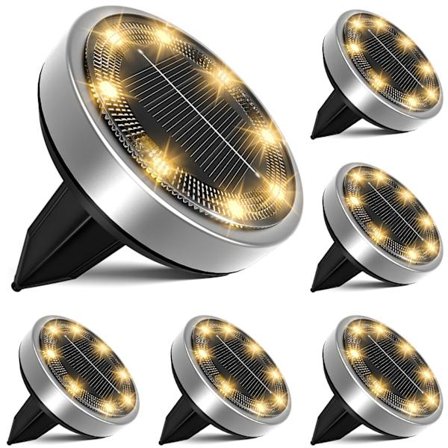 Solcelledrevne gulvhvide lys med 8 LED'er, til udendørs brug, solcelledrevne vandtætte sollamper til have, græsplæne, sti, terrasse, indkørsel