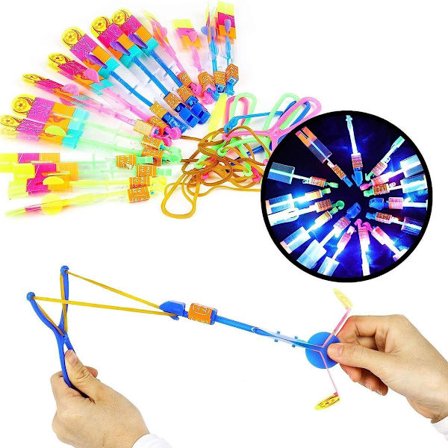 Helikopter Flygende Leke, 15 Stykker Lys Helikopter Flygende LED Katapult Hel KLB