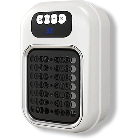 ING Bærbar PTC Keramisk Varmeovn med Fjernbetjening, Vægmonterbar, Indendørs Varmeovn til Badeværelse, Kontor og Soveværelse, Lydløs Rumvarmer