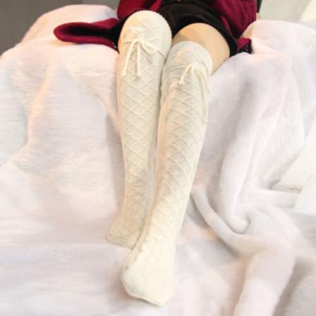 Høst/Vinter 1 Par Dame Strømpebukser Trimmet Strikket Høy Strømpe # 3-White