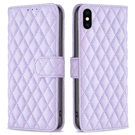 Matt iPhone Xs fodral med rombmönster - Lila