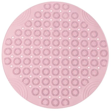 Rund Sklisikker Dusjmatte Sterke Sugekopper Badematter med Dreneringshull med Hevet Massasjeslynge, B