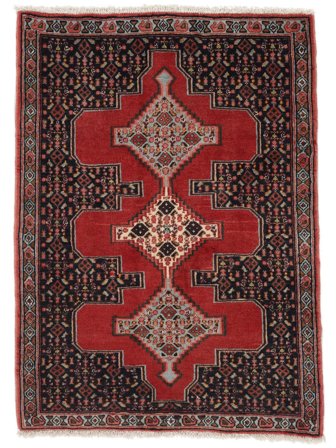 Tappeto Senneh 72X98 Nero/Rosso Scuro (Lana, Persia)
