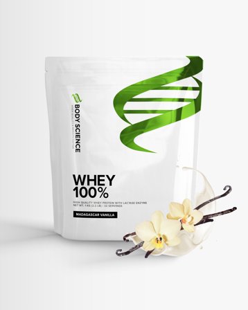 4 x Proteinpulver Whey 100% - 1 kg - Chocolate - Body Science - Vassleprotein, Protein