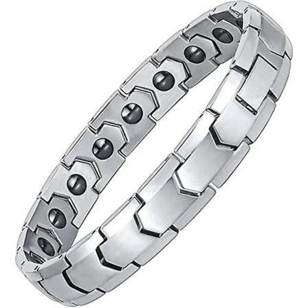 Magnetisk armbånd, magnetisk terapiarmbånd i titan stål, fullt magnetisk armbånd med 18 magneter svart