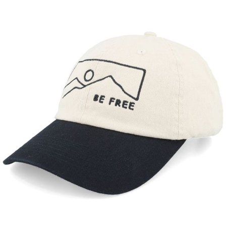 Wild Spirit - Beige unconstructed Keps - Mountains Be Free Washed Stone/Black Dad Cap @ Hatstore