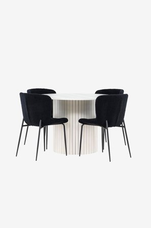 Venture Home - Härön matbord med Modesto matstol - Svart - Matgrupp 4 personer - Från Homeroom