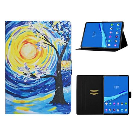 Lenovo Tab M10 FHD Plus flipomslag i læder med levende mønster - Træ Og Måne