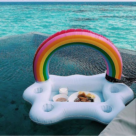 Sommerfest Spand Regnbue Sky Kopholder Oppustelig Pool Flyder Øl Drikke Køler Bord Bakke Strand Svømmering