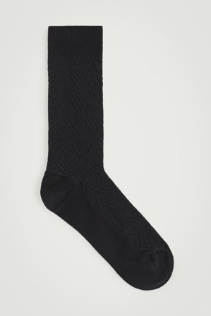 COS Men's Zigzag Cotton Socks in Black