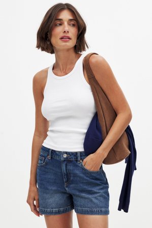 NA-KD Mid Waist Denim Shorts - Denim shorts - Blå - EU 36