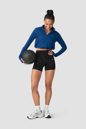 ICANIWILL - Define Cropped 1/4 Zip Adjustable Dark Navy - Dames - sportkleding van ICIW