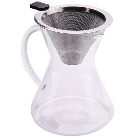 400 ml Käsityönä Valmistettu Lasinen Kahvinvalmistaja, Tiputuskahvinvalmistaja, Paksu Lasikannu, Ruostumattomasta Teräksestä Valmistettu Kahvisuodatin