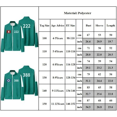Squid Game Sæson 2 Spiller 001/456/230/222/120/388/ Kostumejakker eller Bukser til Drenge og Piger 4-12 År #230