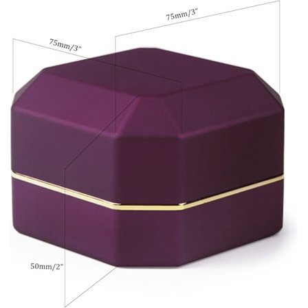 Lyxig Kvadratisk Sammets Ringask med LED-Ljus för Frieri