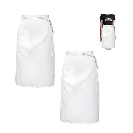 2-pack Servitörsförkläden, Vita, Knytband fram, Bistroförkläde med Ficka-Bra