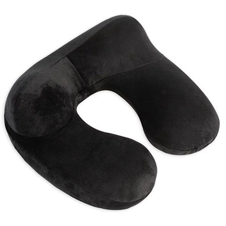 Oppblåsbar Reisepute, Nakkestøtte for Reise, Fly, Tog, Bil og Kontor, Leveres med en Kompakt Bæreveske, Pustende Vaskbart Trekk