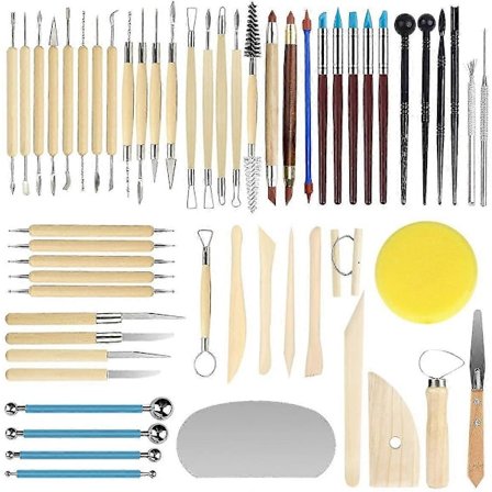 Keramikkleiverktøy, 56 deler Keramikkverktøy Leireskulptursett Dobbeltsidige modellerings- og skjæreverktøy Sett For Nybegynnere og Profesjonelle