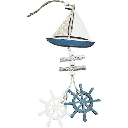 Nautisk hengende dekor, tre skipshjul, tre skipsror, Fi