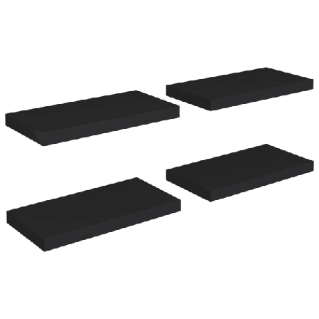 Vidaxl Svävande Vägghyllor 4 St Svart 50x23x3,8 Cm Mdf Svart