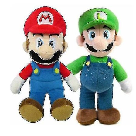 2 stk. Super Mario Bros plysdocka Mario Luigi bløde bamser Teddy Toy Kids Gave-c Z