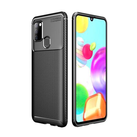 Samsung Galaxy A21s - Kolfiber Textur Skal - Svart Black Svart