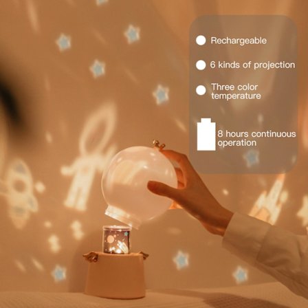 2023 Uusi päivitetty lyhty unelmoiva pyörivä valaisin lamppu putki venttiili romanttinen yöpari lahja tähtitaivas Led monitoiminen poltin(Valkoinen)