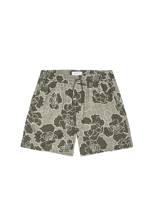 LES DEUX Charlie Poppy AOP Shorts Herr Grön M