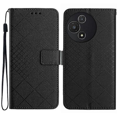 Plånboksfodral för TCL 60R 5G, präglat PU-läder, flipfodral (Svart)