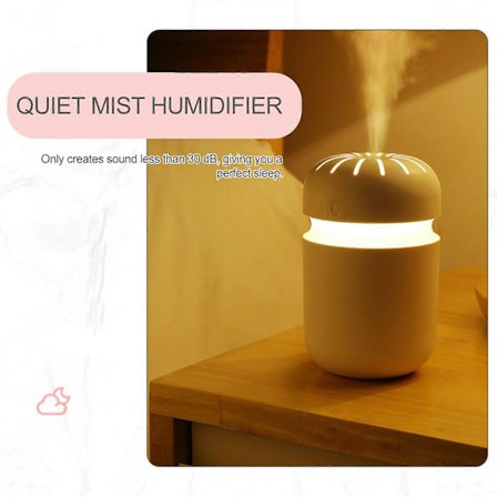 300 ml dimluftfuktare, diffusor, bärbar nattlampa, tyst, 2 dimlägen, luftfuktare, eterisk oljediffusor, sval, skrivbords-USB-driven luftfuktare för 