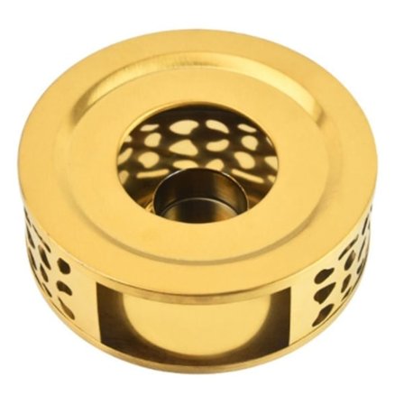 Tekannavärmare, tevärmare i børstet rustfritt stål med telys