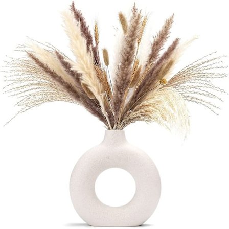 Pampas-rør Vase, Kreativ Vase Hjemmedekor (M, Hvit)