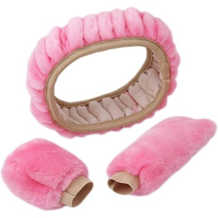 Vinterplysch rattmuff rosa överdrag fluffig ratt