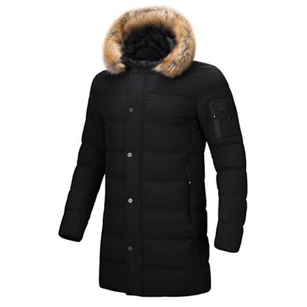 Herr avtagbar bomulls vindtät konstgjord pälshuva parkas