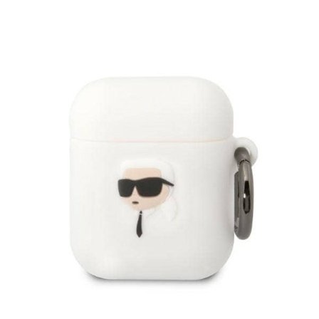 Karl Lagerfeld KLA2RUNIKH AirPods 1/2 cover hvid/hvid Silikone Karl Head 3D