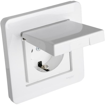 Schneider Electric Exxact Vägguttag infällt, jordat, 1-vägs med klafflock, Strömbrytare & vägguttag