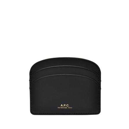 A.p.c. Demi-Lune Card Holder in Black Leather Sort, Dame Punge og Kortholder, Størrelse: ONE Size