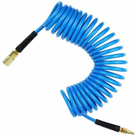 PU-paineilmaletku 7,5 m pitkä 6 mm sisähalkaisija x 9,5 mm ulkohalkaisija 1/4 pikaliittimillä, taivutusrajoittimella, sininen