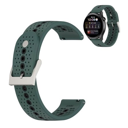 22 mm dobbeltfarvet silikoneurrem til Samsung- og Huawei-ure - Olivengrøn / Sort