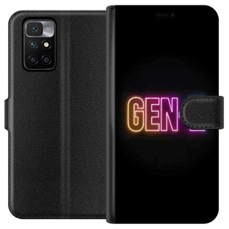 Yhteensopiva Lompakkokotelo Xiaomi Xiaomi Redmi 10 Neontext Gen Z värikkäässä valossa tummaa taustaa vasten modernissa digitaalisessa tyyliissä