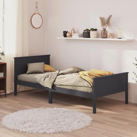 Vidaxl Sängram Grå Massiv Furu 100x200 Cm Grå