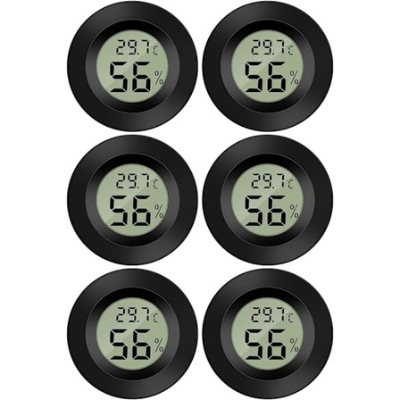 (6 stk, Svart) Mini Digital LCD Termometer Hygrometer Temperatur Fuktighet -50~70°C 10%~99% RH Thermo