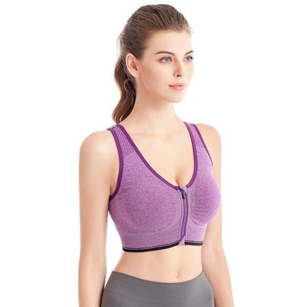 Dragkedja Sport BH Plus Size Running Yoga Fitness LILA purple M
