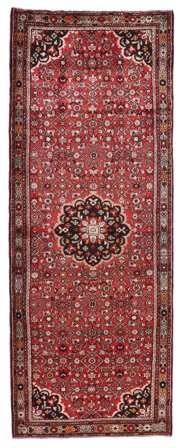 Anudada A Mano Hosseinabad Alfombra 122X320 De Lana Rojo Oscuro/Negro Pequeño