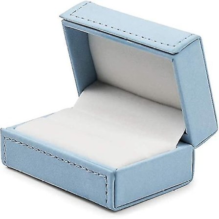 Blå Pu Læder Smykke Gaveæske Bryllupsring Æske Smykke Opbevaring