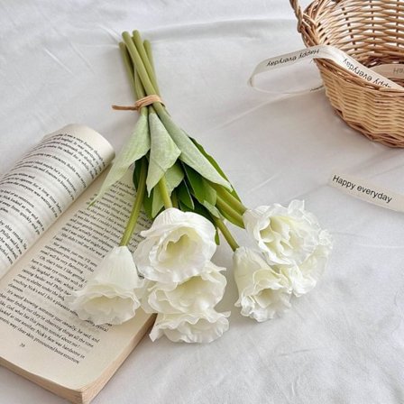 Realistisk Kunstig Lisianthus Buket, Minimalistiske Kunstige Blomster til Boligindretning - Evigvarende Borddekoration til Stue, Spisestue