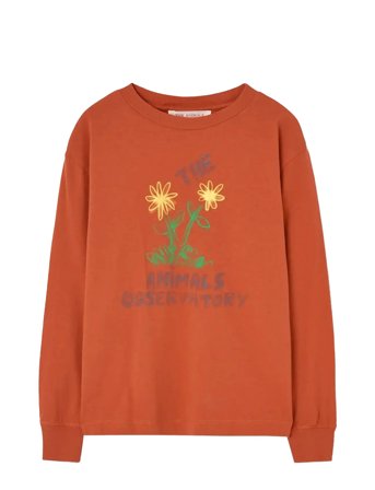 THE ANIMALS OBSERVATORY Flowers Red Dof Lonf Sleeve T-Shirt - Orange - 4 Y