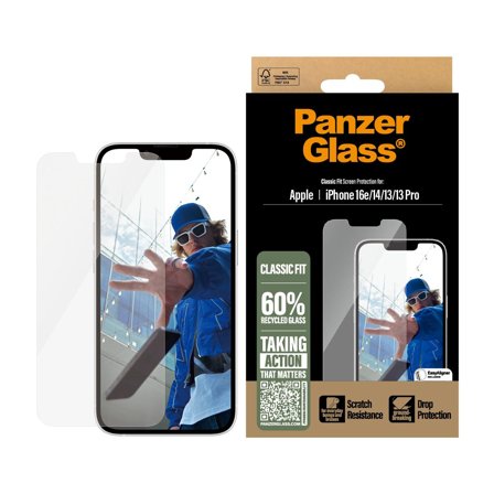 PanzerGlass iPhone 16e Skjermbeskytter Classic Fit w. Aligner