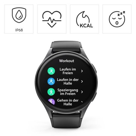 Hama 8900 GPS AMOLED Smartwatch 1,43" med silikonrem - Svart