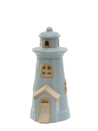 Chic Antique Lyshus-LED Fyrtårn skyblue H16